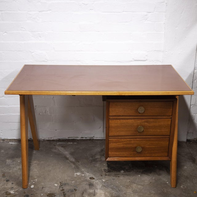 Wood Mid-Century Teak Desk with Formica Top, 1960s For Sale - Image 7 of 12