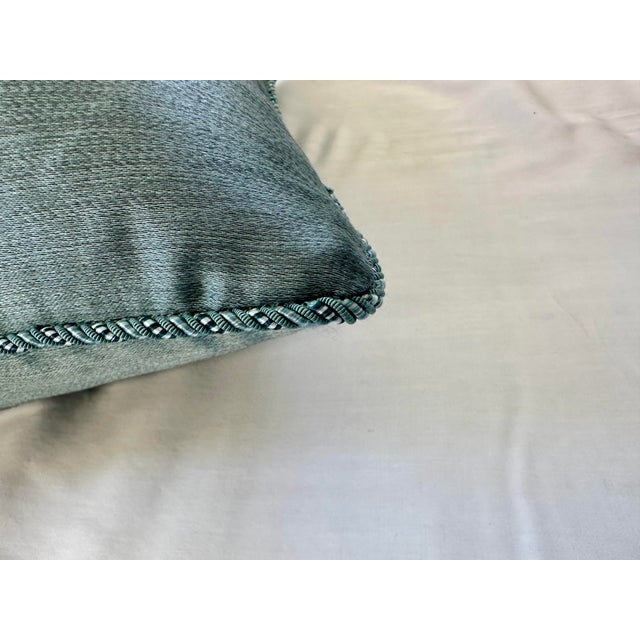 Textile Set of 4 Custom Blue Green Silk-Cotton Pillows For Sale - Image 7 of 12