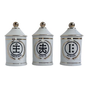 1960s Rare Set of Japanese Porcelain Apothecary Lidded Jars by LaGardo Tackett - Set of 3