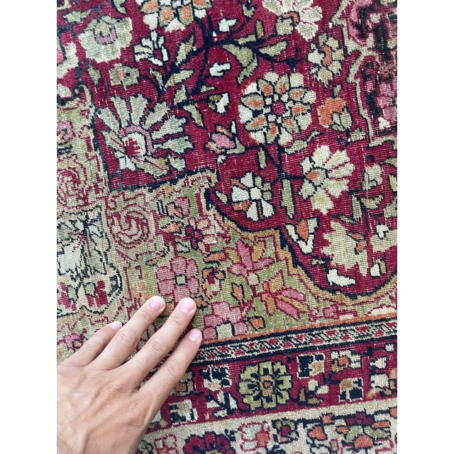 Antique Persian Sage Green Kermanshah Rug 4.3 x 5.7 For Sale In Milwaukee - Image 6 of 16
