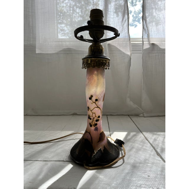 Glass Legras France Large Art Nouveau Table Lamp in Art Glass, Early 20th Century For Sale - Image 7 of 8