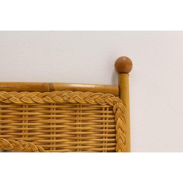 Brown French Entry Hall Mirror Key Holder in Rattan and Bamboo, 1950 For Sale - Image 8 of 10