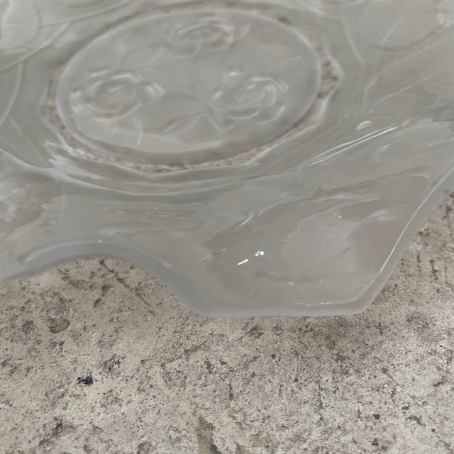 Glass 1940s Art Deco Style Frosted Art Glass Floral Plates - 9pcs For Sale - Image 7 of 7