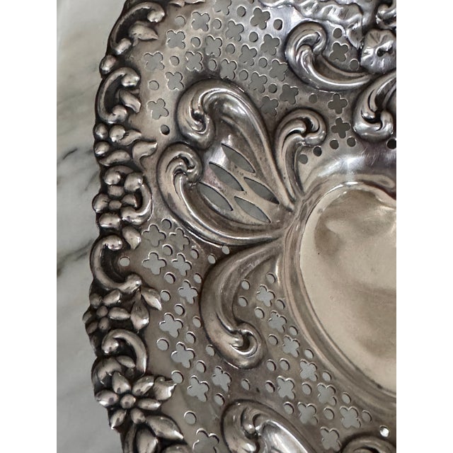 20th Century High Relief Gorham Sterling Silver Valentine Heart Footed Dish For Sale - Image 9 of 11