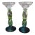 Elegant Pair Bohemian Crystal Green 3-Tone Candlesticks For Sale