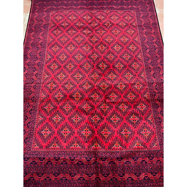 Tribal Afghan Turkmen Waziri Wool Rug 6’4” X 9’9” For Sale - Image 3 of 7