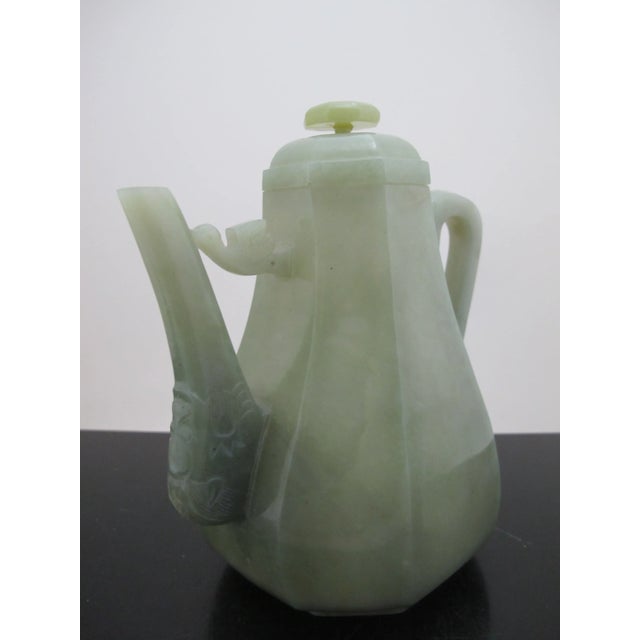 Chinese Jade Qing Dynasty Carved Bird & Mask Octagonal Lidded Teapot For Sale - Image 4 of 11
