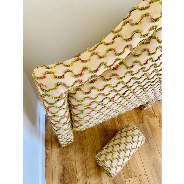 Wood Lattice Tufted Garden Style Upholstered Headboard Twin XL and Matching Bolster Pillow For Sale - Image 7 of 12