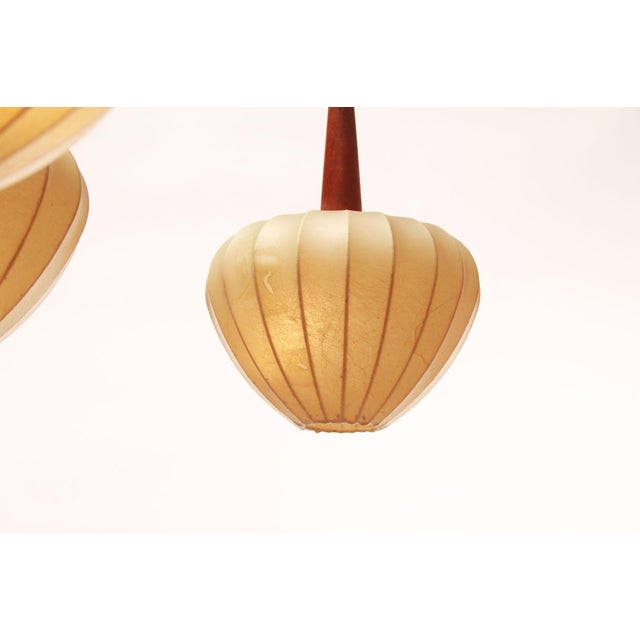 5-Flame Cocoon Lamp in Teak, 1965 For Sale - Image 9 of 14