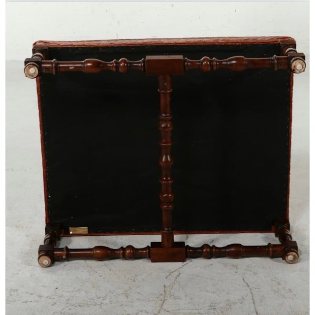 Ralph Lauren 1990s Ralph Lauren Croc Embossed Leather Ottoman For Sale - Image 4 of 6