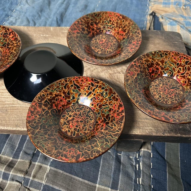 Wooden Tsugaru Lacquerware Plates, Japan, 1950s, Set of 5 For Sale - Image 13 of 17