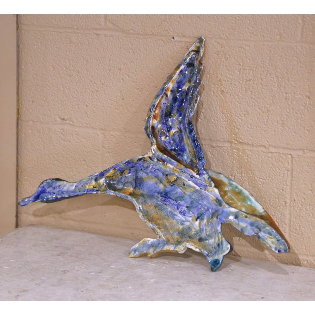 Early 20th C. French Barbotine Faience Duck Wall Sculpture by Edmond Lachenal For Sale - Image 11 of 12