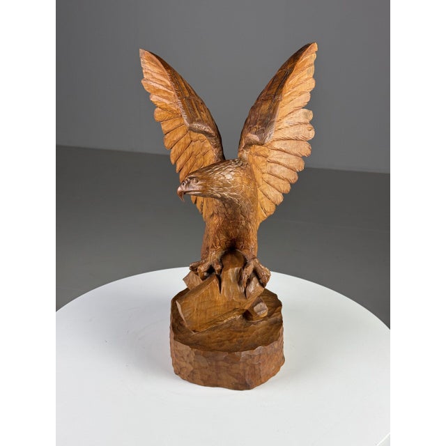 Wood Black Forest Carved Wood Eagle Figurine For Sale - Image 7 of 13