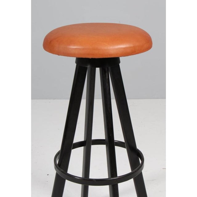 1960s Bar Chair in Black Wood and Leather by Hans Olsen for Frem Røjle, 1960s For Sale - Image 5 of 7