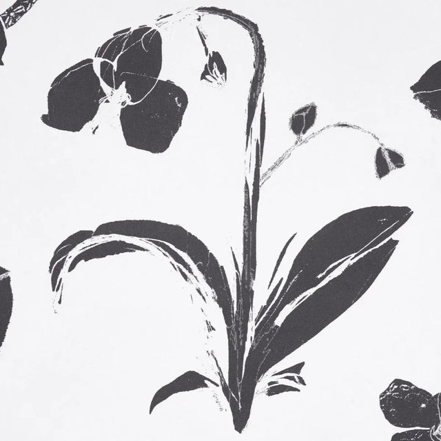 Contemporary Sample - Schumacher x Hera Ford Orchids Have Dreams Wallpaper in Soft Black For Sale - Image 3 of 4