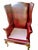 Vintage English Georgian-Style Wingback Oxblood Upholstery Lounge Chair & Matching Ottoman For Sale - Image 4 of 10