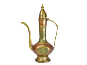 Vintage Solid Brass Hand Etched Teapots Ewers Pitcher