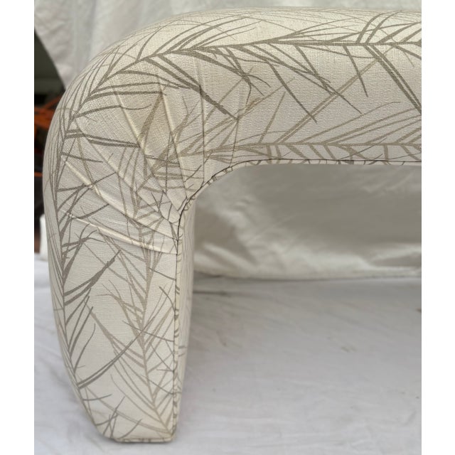 Wood 1980s Contemporary Upholstered Waterfall Bench For Sale - Image 7 of 9