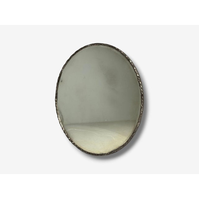 Brutalist, Circular Wall Mirrors, Hammered Metal, Distressed Glass, 21st C. For Sale - Image 4 of 9