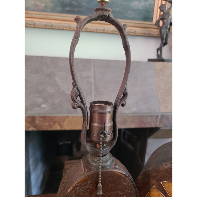 Antique Art Deco Crackle Glass Table Lamp With Mica Shade For Sale - Image 16 of 18