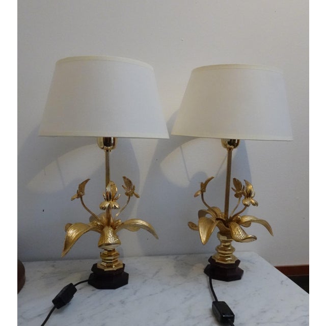 Gilded Bronze Table Lamps from Maison Jansen, 1970s, Set of 2 For Sale - Image 15 of 18