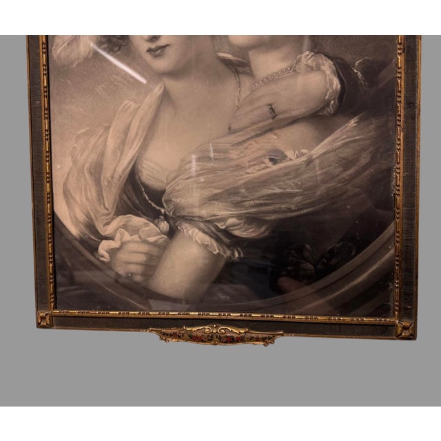Antique Victorian Lithograph Reproduction Print of Two Ladies in an Art Deco Frame For Sale - Image 6 of 9