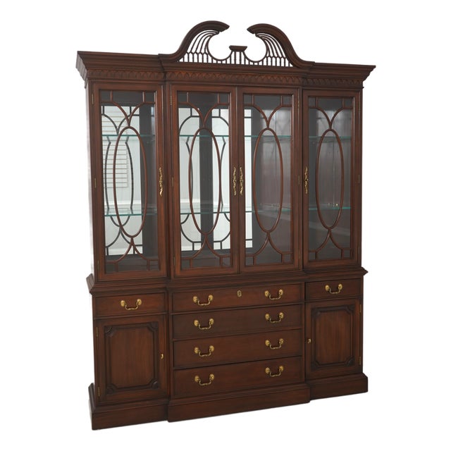 Harden Mahogany 4 Door Breakfront China Cabinet For Sale