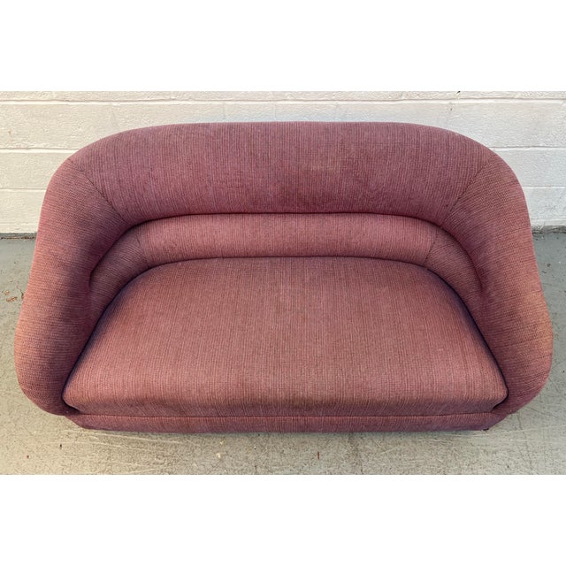 Mid-Century Modern Vintage Upholstered Mid-Century Modern Sculptural Loveseat For Sale - Image 3 of 15