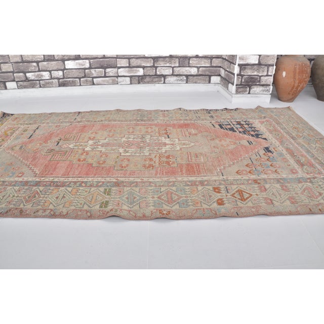 Handmade wool carpet in Turkish Anatolia , Vintage Oushak Rug,Turkish Vintage Anatolian Rug, Handmade wool Rug . One Of...