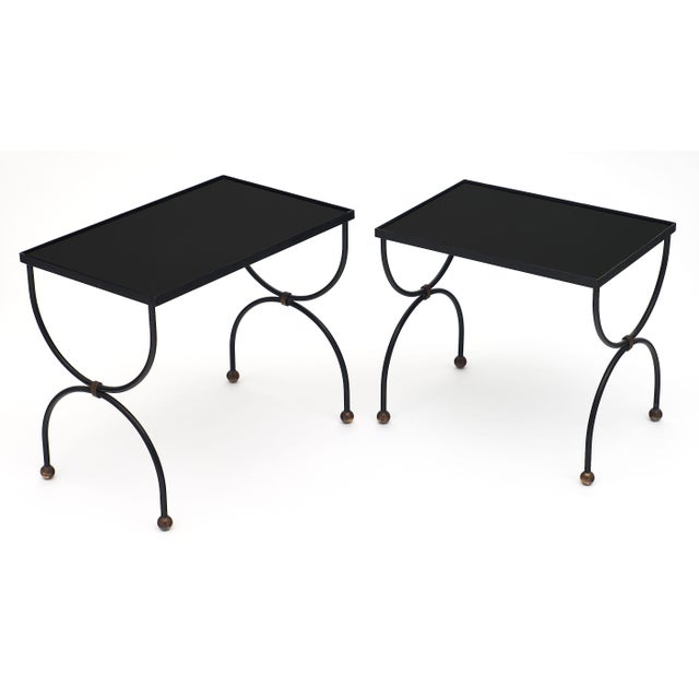 Art Deco Period Black Glass Nesting Tables Set of 2 Chairish