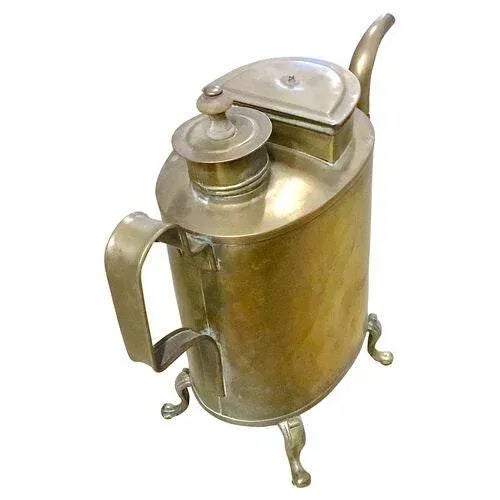 Late 19th Century Antique Brass Double Lid Kettle For Sale - Image 5 of 7