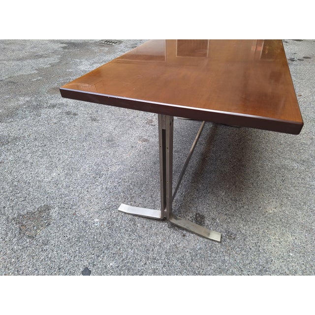 Wood Desk in Wood and Chromed Metal by Gianno Moscatelli for Formanova, 1960s For Sale - Image 7 of 15