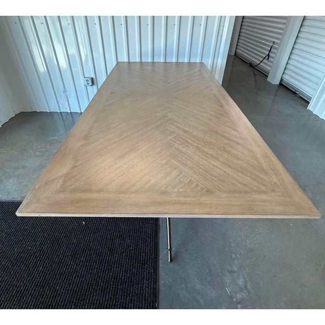 Mid-Century Modern Gabby "Davenport" Cerused Mindi Wood Dining Table on Iron Faux Bamboo Base For Sale - Image 3 of 7