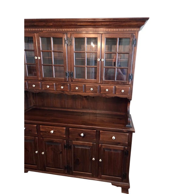 Rustic Ethan Allen Old Tavern Pine Apothecary Cabinet Hutch Display Breakfront Shelf For Sale - Image 3 of 17
