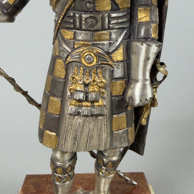 Beige English Band Major Bronze Sculpture Statue on Marble Base, 1960s For Sale - Image 8 of 15