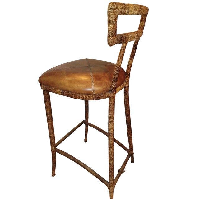 Elevate Your Home Bar or Kitchen Island With This Stunning Pair of Maitland-Smith Campaign-Style Bar Stools. For Sale - Image 10 of 11