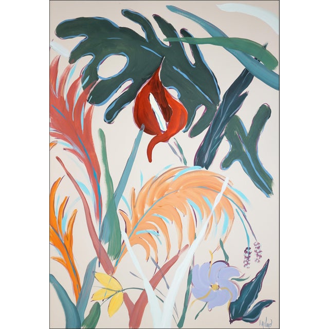 2026, Botanic Painting Triptych, Illustration Style Garden, Tropical Abundance, Acrylic Paint on Watercolor Paper For Sale - Image 11 of 11