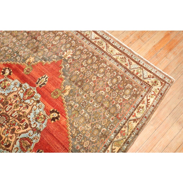 Brown Antique Zabihi Collection Persian Bidjar Iron Fist Rug - 4'8" x 7' For Sale - Image 8 of 9