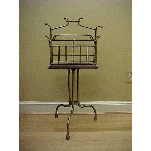 Traditional 19th Century Edwardian Brass Walnut Canterbury Magazine Holder with Provenance For Sale - Image 3 of 8