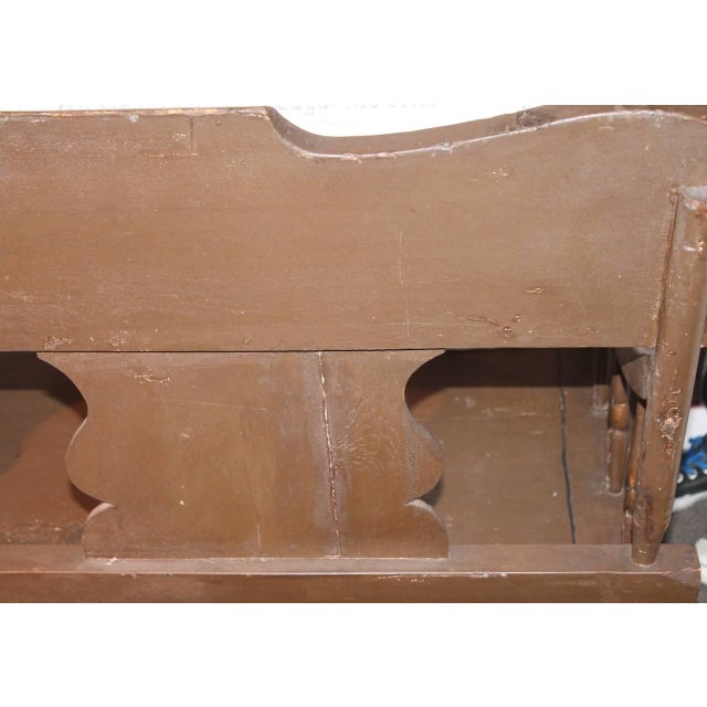 Brown Finely Decorated and Painted 19th Century Settle Bench From Pennsylvania For Sale - Image 8 of 14