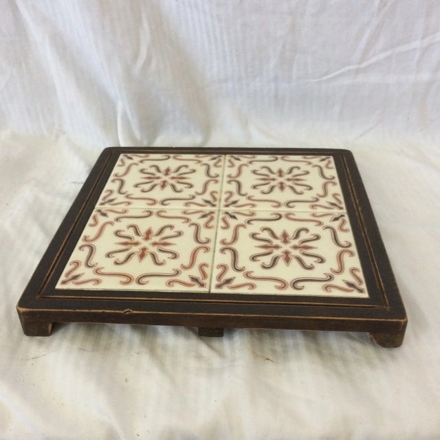 1970's Arts and Crafts Brown Mexican Tile Trivets - 2 For Sale - Image 4 of 13