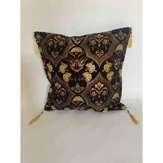 Authentic kilim patterned large pillow case cover.18x18 - Black Fabric made from multi-layered fiber yarn and velvet and...