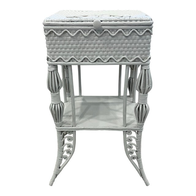 Late 19th Century Victorian Wicker Sewing Stand For Sale