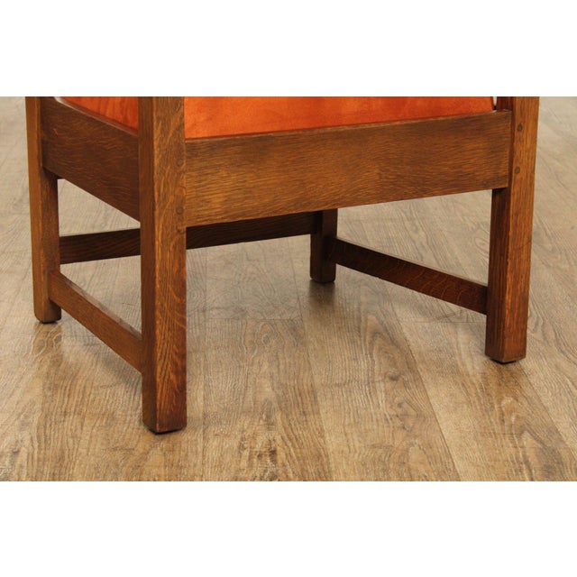 1910s Limbert Antique Mission Oak Armchair For Sale - Image 5 of 12