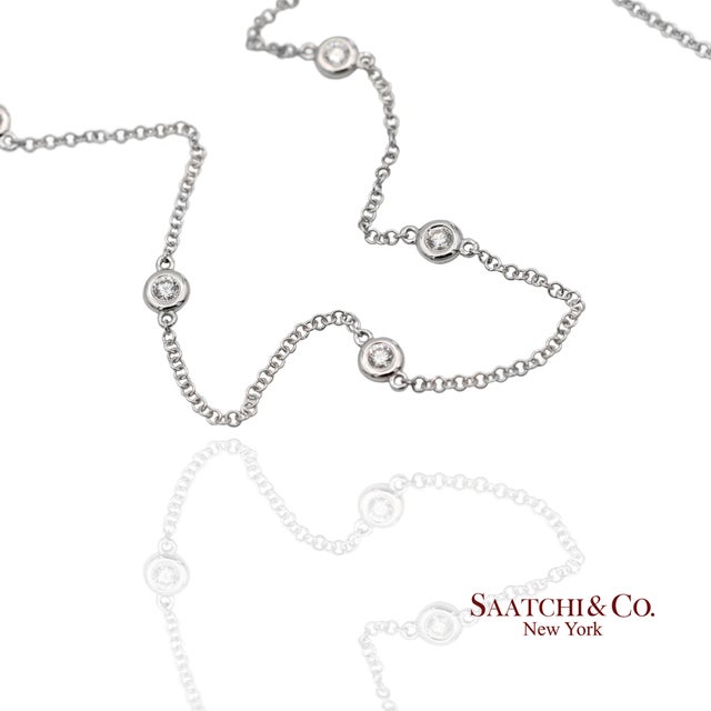 14k(585) White Gold Natural Diamond Adjustable by the Yard Necklace/Pendant For Sale - Image 4 of 12