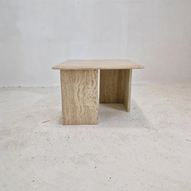 Mid-Century Modern Italian Coffee Table in Travertine, 1980s For Sale - Image 3 of 13