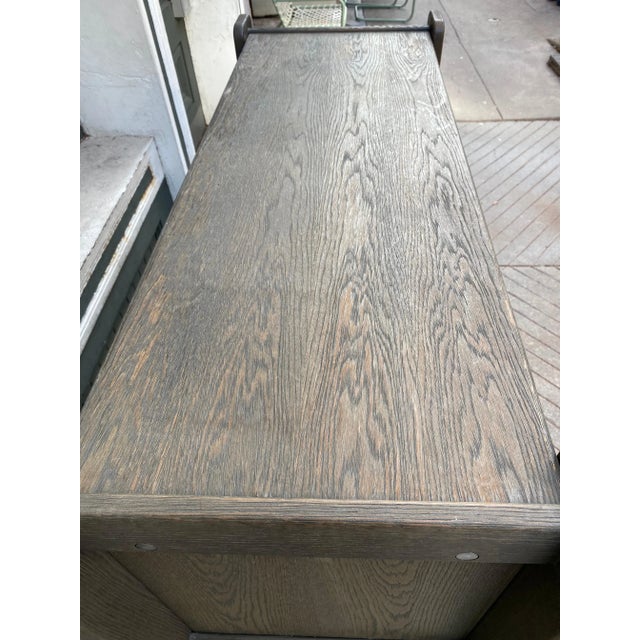 1970's Space Age Oak and Leather European Cabinet For Sale - Image 9 of 12