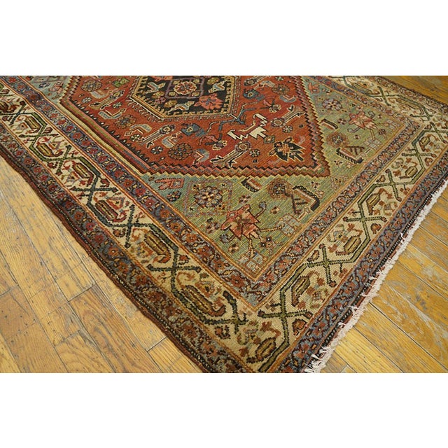 1900s Red Medallion Antique Persian Malayer Carpet 3'4" X 4'10" Handknotted Wool Rug For Sale In New York - Image 6 of 7