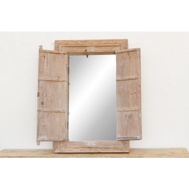 19th Century From an Ancient Indian Courtyard, Carved Window Mirror For Sale - Image 5 of 13
