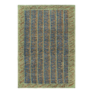 Rug & Kilim's Classic Rug in Blue, Green and Gold With Striped Design For Sale